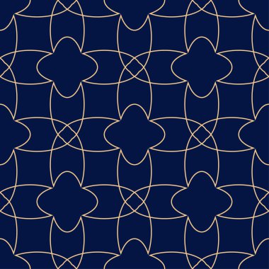 Geometrik süsleme. Altın mavi seamless modeli web, Tekstil ve duvar kağıtları için