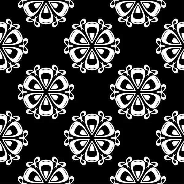 Kwiatowy Czarno Biały Wzór Bezszwowe Monochromatyczne Tło Elementami Fower Tapety — Wektor stockowy