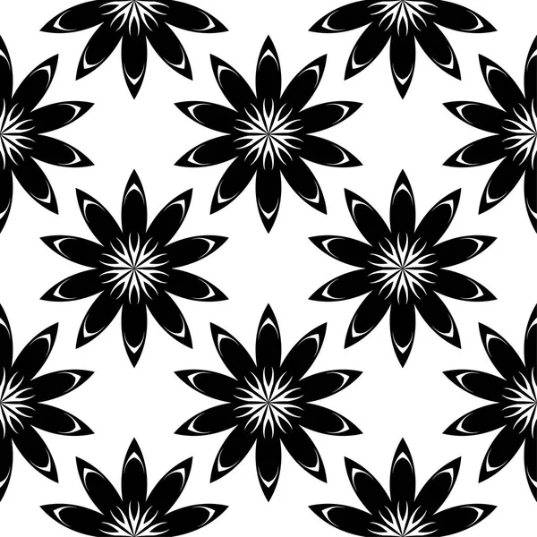 白色背景上的黑色花朵 纺织品和墙纸无缝图案 — 图库矢量图片