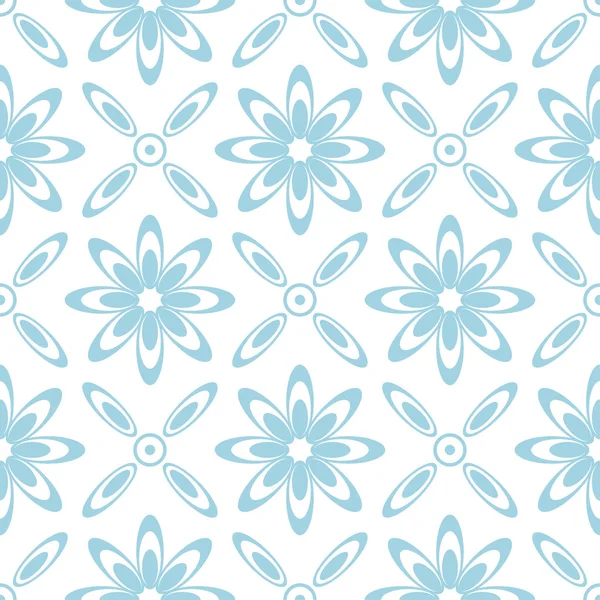 Hellblauer Und Weißer Blumenschmuck Nahtloses Muster Für Textilien Und Tapeten — Stockvektor