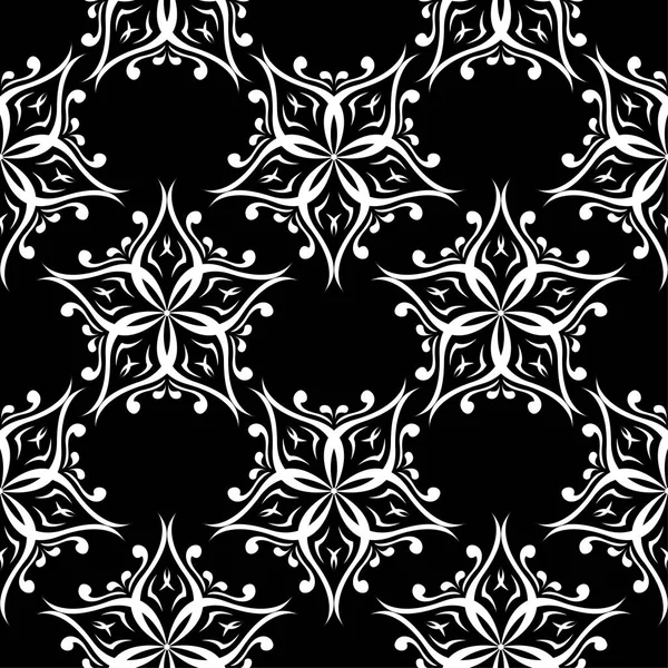 Adorno Floral Blanco Negro Patrón Sin Costuras Para Textiles Fondos — Vector de stock
