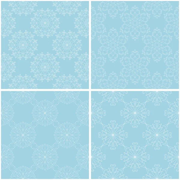 Floral Patterns Set Blue White Seamless Backgrounds Vector Illustration — Stock Vector