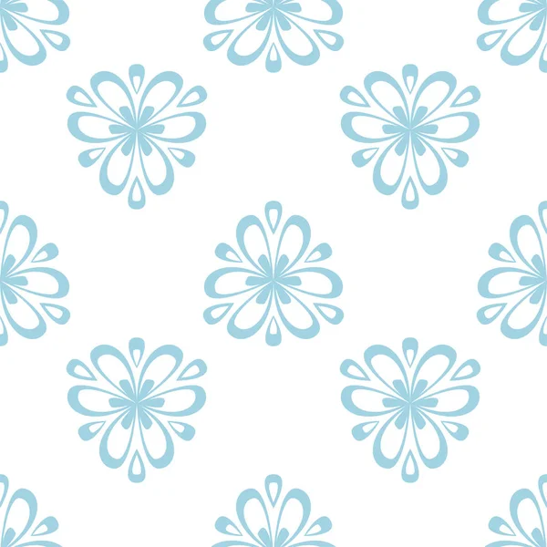 Blumenfarbenes Nahtloses Muster Blauer Und Weißer Hintergrund Mit Fower Elementen — Stockvektor