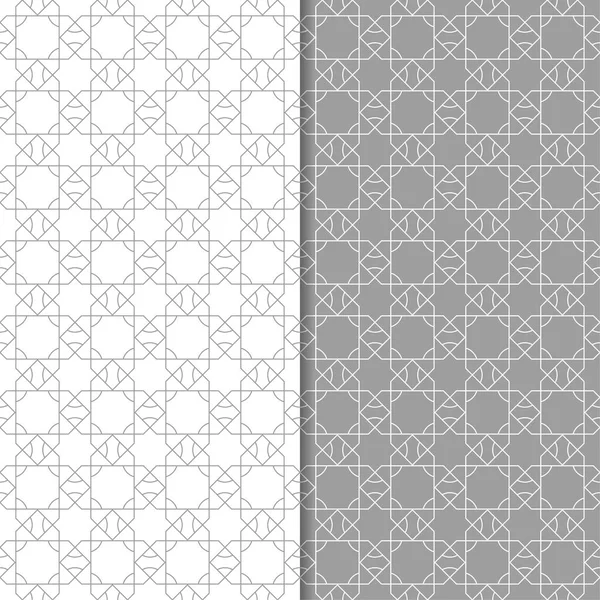 Conjunto Geométrico Cinza Branco Padrões Sem Costura Para Web Têxteis — Vetor de Stock