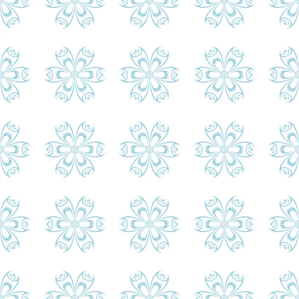 Ornamento Floral Azul Sobre Fundo Branco Padrão Sem Costura Para — Vetor de Stock