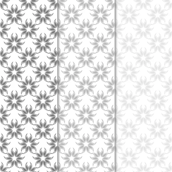 Florale Monochrome Nahtlose Muster Hintergründe Mit Fower Elementen Für Tapeten — Stockvektor
