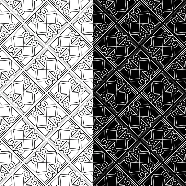Black White Geometric Seamless Patterns Web Textile Wallpapers — Stock Vector