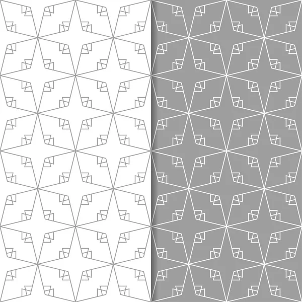 Adornos Geométricos Gris Blanco Conjunto Patrones Sin Costura Para Tela — Archivo Imágenes Vectoriales