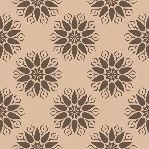 Ornement Floral Brun Sur Fond Beige Modèle Sans Couture Pour — Image vectorielle