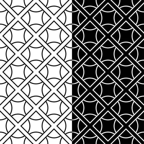 Black White Geometric Seamless Patterns Web Textile Wallpapers — Stock Vector