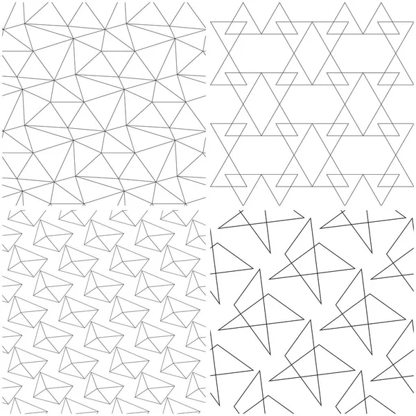 Patrones Geométricos Poligonales Set Fondos Monocromáticos Blanco Negro Sin Costuras — Archivo Imágenes Vectoriales
