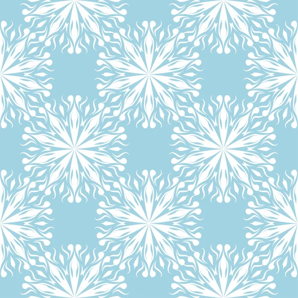 Adorno Floral Blanco Sobre Fondo Azul Patrón Sin Costuras Para — Archivo Imágenes Vectoriales