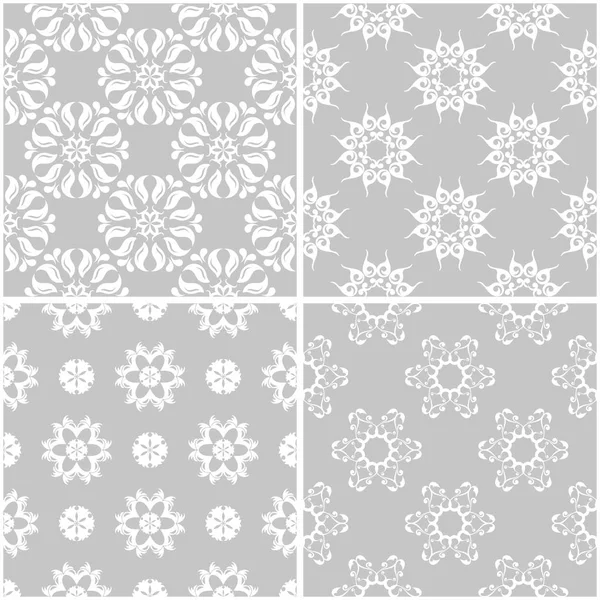 Çiçek desenleri. Tek renkli kesintisiz arka plan gri ve beyaz dizi. Vektör çizim