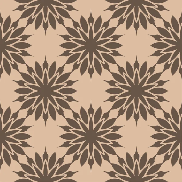 Bej renkli arka plan üzerinde kahverengi çiçek süsleme. Tekstil ve duvar kağıtları için seamless modeli