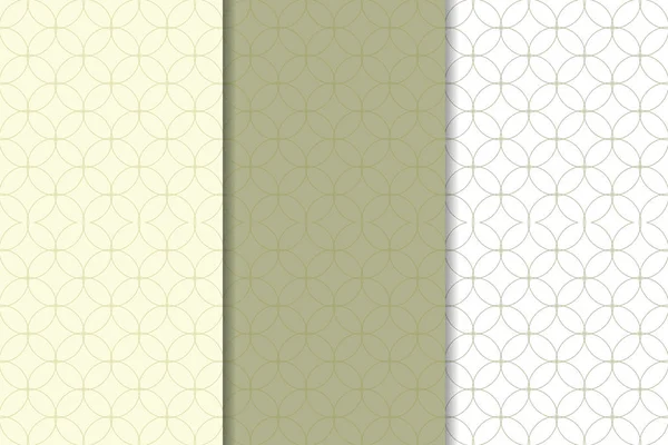 Olijf Groen Wit Set Geometrische Naadloze Patronen Voor Web Textiel — Stockvector