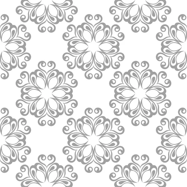 Élément Floral Gris Clair Sur Fond Blanc Modèle Sans Couture — Image vectorielle