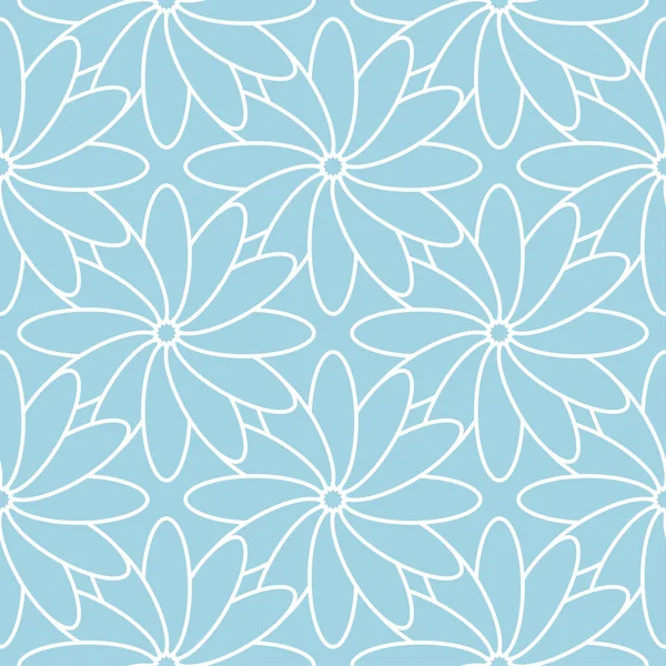 Mavi zemin üzerine beyaz çiçek süsleme. Tekstil ve duvar kağıtları için seamless modeli