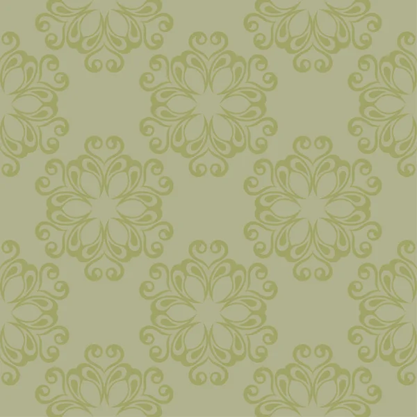 Olive Green Floral Ornamental Design Seamless Pattern Textile Wallpapers — Stock Vector