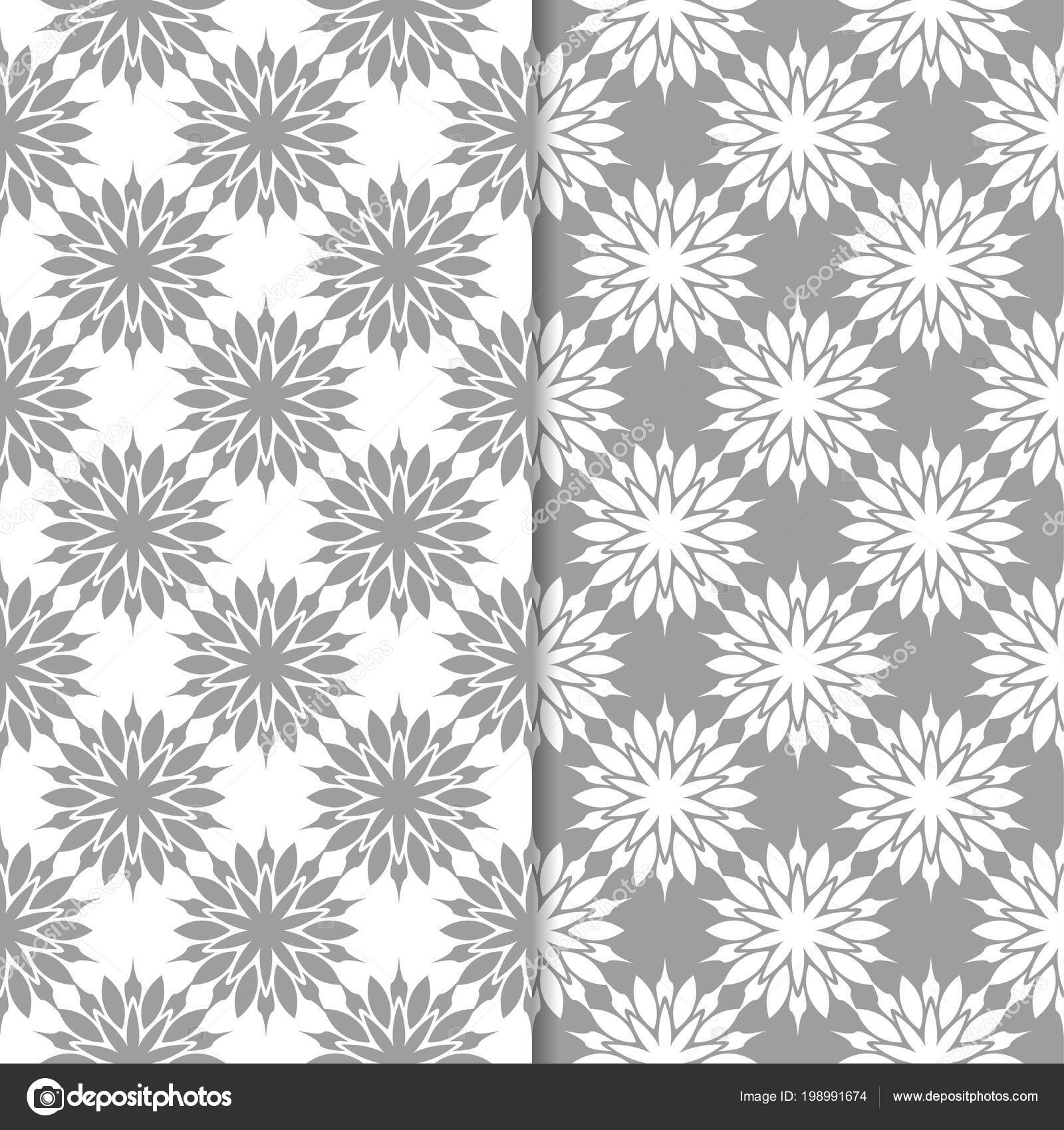 White Gray Floral Backgrounds Set Seamless Patterns Textile Wallpapers Stock White Gray Floral Backgrounds Set Seamless Patterns Textile Wallpapers Stock