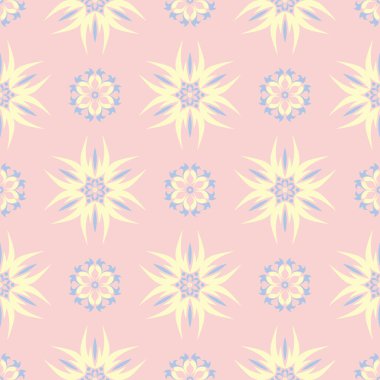 Çiçek sorunsuz arka plan. Duvar kağıtları, Tekstil ve kumaş için pembe, mavi ve sarı çiçek deseni