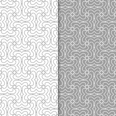 Gri ve beyaz geometrik süsler. Web, Tekstil ve duvar kağıtları için dikişsiz desen seti