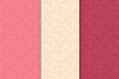 Kiraz kırmızısı geometrik süsler. Web, Tekstil ve duvar kağıtları için dikey Dikişsiz desen seti