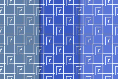 Mavi geometrik süsler. Web, Tekstil ve duvar kağıtları için dikey Dikişsiz desen seti