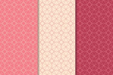 Kiraz kırmızısı geometrik süsler. Web, Tekstil ve duvar kağıtları için dikey Dikişsiz desen seti