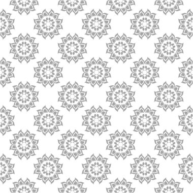 Işık gri ve beyaz çiçek süsleme. Tekstil ve duvar kağıtları için seamless modeli