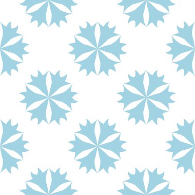 Beyaz zemin üzerine mavi çiçek süsleme. Tekstil ve duvar kağıtları için seamless modeli