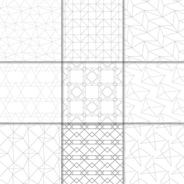 Poligonal geometrik süsler. Web, Tekstil ve duvar kağıtları için tarafsız Dikişsiz desen koleksiyonu