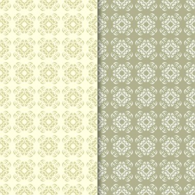 Zeytin yeşili çiçek desenleri. Tekstil ve duvar kağıtları için dikişsiz desen seti