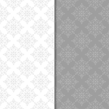 Beyaz ve gri çiçek arka planlar. Tekstil ve duvar kağıtları için dikişsiz desen seti