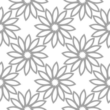 Beyaz arka plan üzerine açık gri çiçek süsleme. Tekstil ve duvar kağıtları için seamless modeli