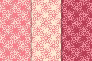 Kırmızı çiçekli süsler kümesi. Kiraz pembe dikey Dikişsiz desen. Duvar kağıdı arka plan