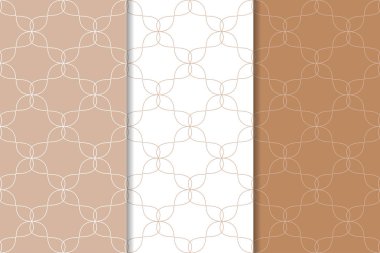 Kahverengi ve beyaz geometrik süsler. Web, Tekstil ve duvar kağıtları için dikişsiz desen seti