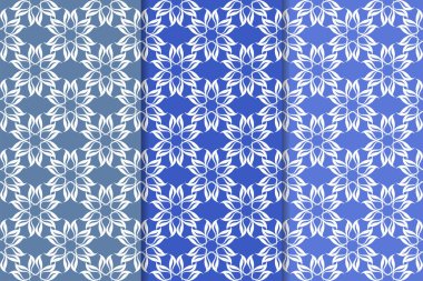 Çiçek desenleri kümesi. Mavi dikey Dikişsiz desen. Duvar kağıdı arka plan