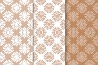 Kahverengi çiçek arka planlar. Tekstil ve duvar kağıtları için dikişsiz desen seti