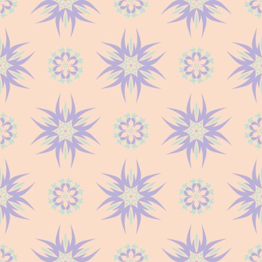 Sorunsuz çiçek desenli. Duvar kağıtları, Tekstil ve kumaş için bej mor ve mavi arka plan