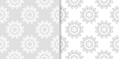 Çiçek arka ışık gri kümesi. Tekstil ve duvar kağıtları için dikişsiz desen