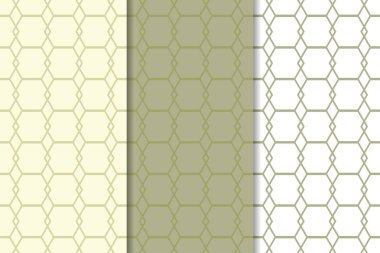 Zeytin yeşili ve beyaz geometrik süsler. Web, Tekstil ve duvar kağıtları için dikey Dikişsiz desen seti
