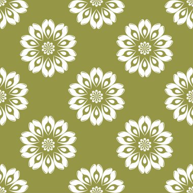Zeytin yeşili çiçek süsleme. Tekstil ve duvar kağıtları için seamless modeli