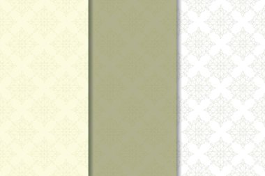 Zeytin yeşili çiçek arka planlar. Tekstil ve duvar kağıtları için dikişsiz desen seti