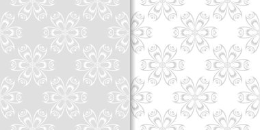 Işık gri çiçek süsler. Tekstil ve duvar kağıtları için dikişsiz desen seti