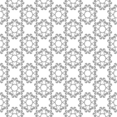 Beyaz arka plan üzerine açık gri çiçek süsleme. Tekstil ve duvar kağıtları için seamless modeli