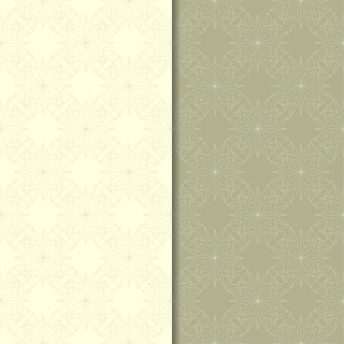 Zeytin yeşili çiçek arka planlar. Tekstil ve duvar kağıtları için dikişsiz desen seti