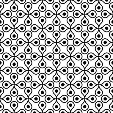 Beyaz arka planda siyah geometrik süsleme. Web, Tekstil ve duvar kağıtları için seamless modeli