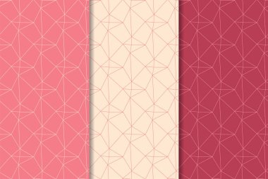 Kiraz kırmızısı geometrik süsler. Web, Tekstil ve duvar kağıtları için dikey Dikişsiz desen seti