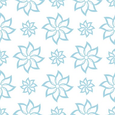 Beyaz zemin üzerine mavi çiçek seamless modeli. Tekstil ve duvar kağıtları için sorunsuz tasarım