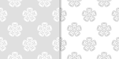 Işık gri çiçek arka planlar. Tekstil ve duvar kağıtları için dikişsiz desen seti